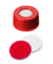 Bild von 1.5 ml clear short thread vial with PP Short Thread Cap red, 6.0 mm centre hole, silanized
