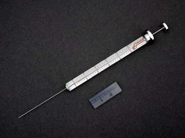 Bild von Syringe; 25 µl; gas tight;fixed needle;25G;50mm needle length;beveled tip;PTFE plunger